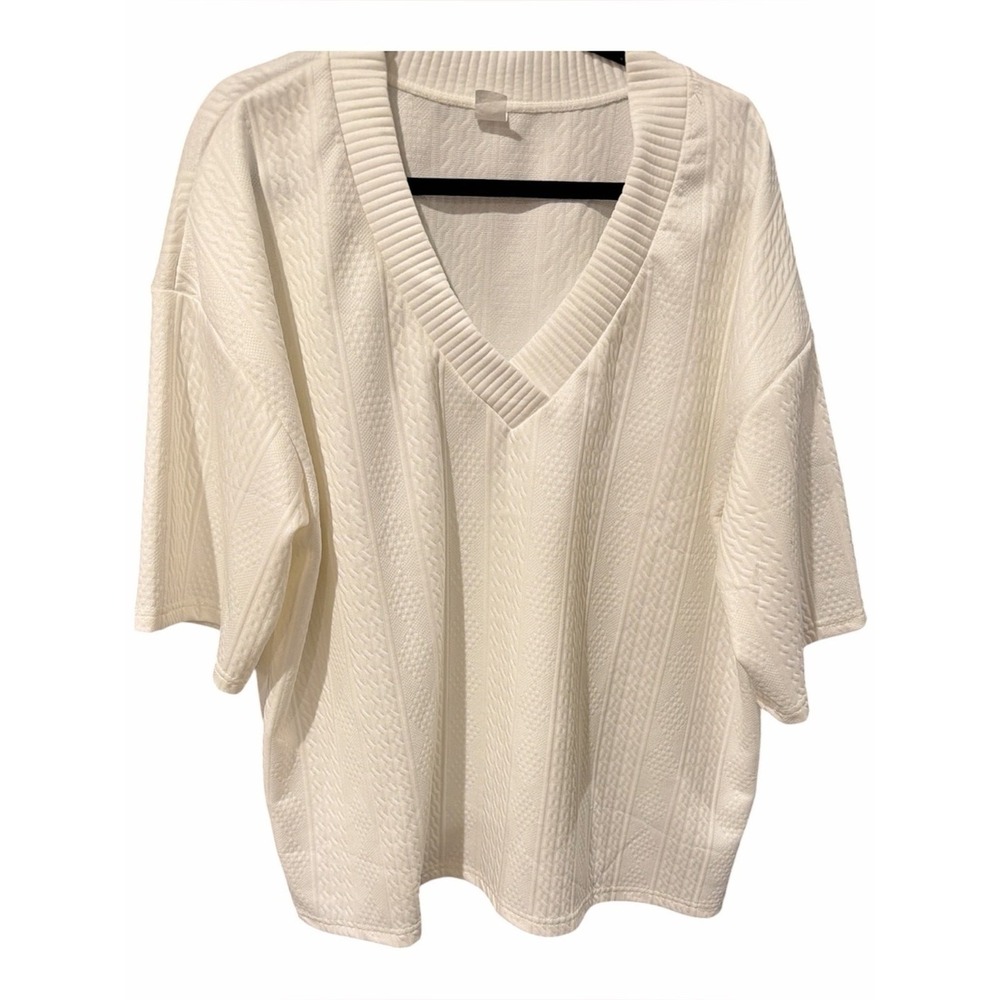 Men's 3xlCream V-Neck Short-Sleeve Knit Shirt ‎ Retro Coogi style